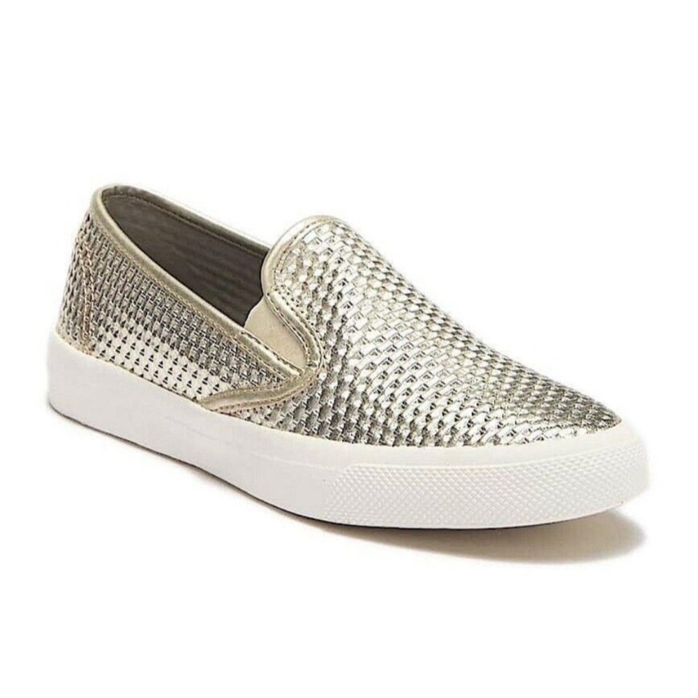 Sperry Top Sider Seaside Emboss Platinum Woven Slip-On Sneakers Womens 8.5